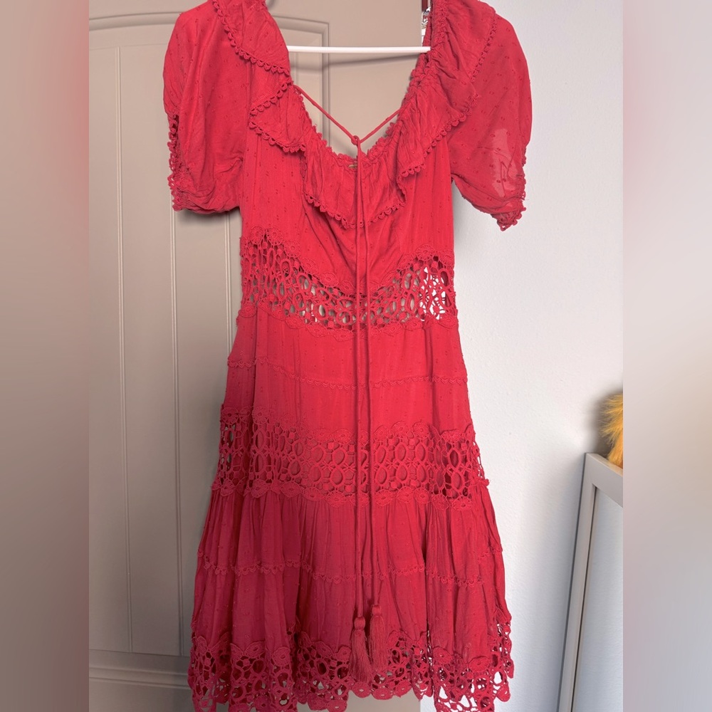 Free People dress. Dusty red color with bare cut outs. Size 8.